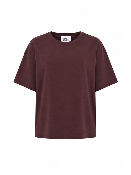 T-shirt in jersey di cotone Cioccolato Alpha Studio | AD-6411C2009